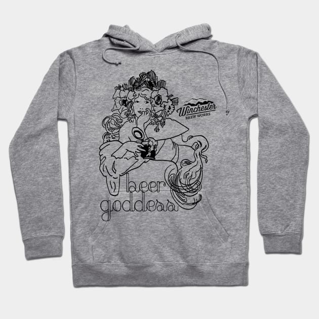 Beer Goddess (dark ink) Hoodie by Winchester Brew Works